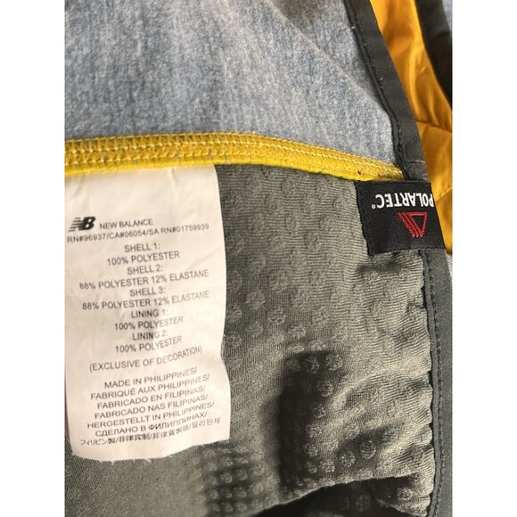 NEW BALANCE Men's Yellow Puffer Gray 1/2 Zip Stretch Panel Running Vest Medium - Picture 4 of 5